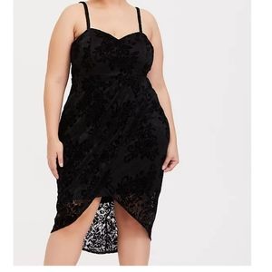 Torrid Size 24 Black Lace Strapless Wrap Dress